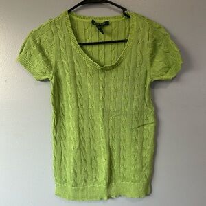 Ralph Lauren Green Ribbed Short Sleeve Blouse